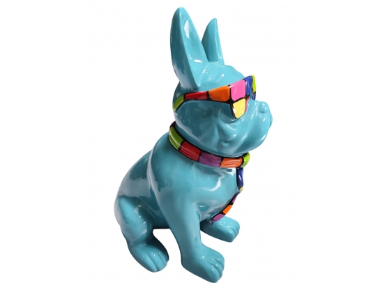 BOULEDOGUE FRANÇAIS EN RESINE LUNETTES/CRAVATE BLEU SMARTIES BOULEDOGUE FRANÇAIS EN RESINE LUNETTES/CRAVATE BLEU SMARTIES