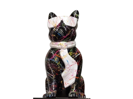 BOULEDOGUE FRANÇAIS EN RESINE LUNETTES/CRAVATE SPLASH 120 CM BOULEDOGUE FRANÇAIS EN RESINE LUNETTES/CRAVATE SPLASH 120 CM