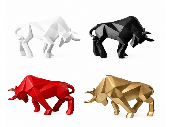STATUE TAUREAU EN RESINE ORIGAMI 35 CM