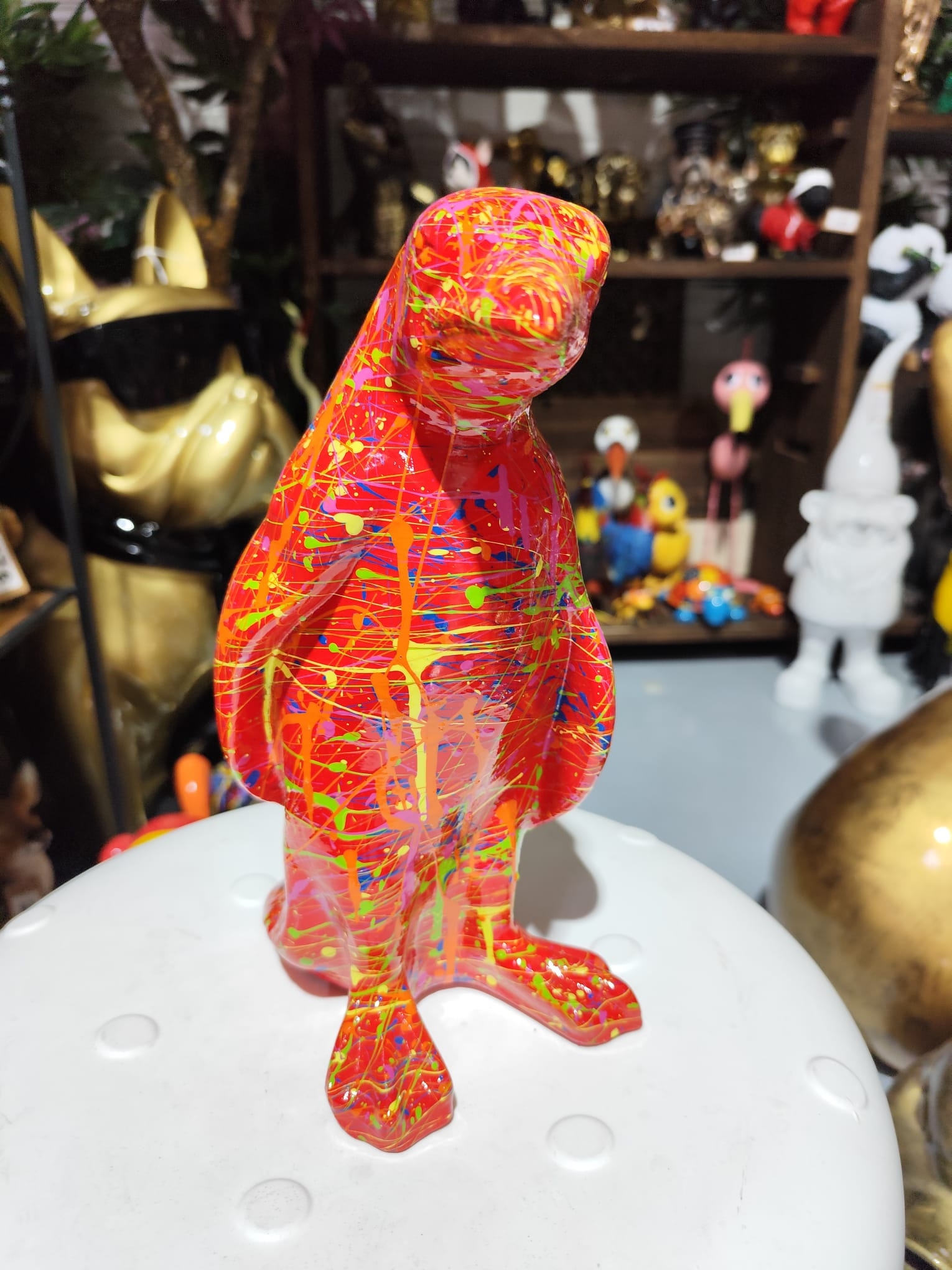 STATUE PINGOUIN EN RESINE 29 CM