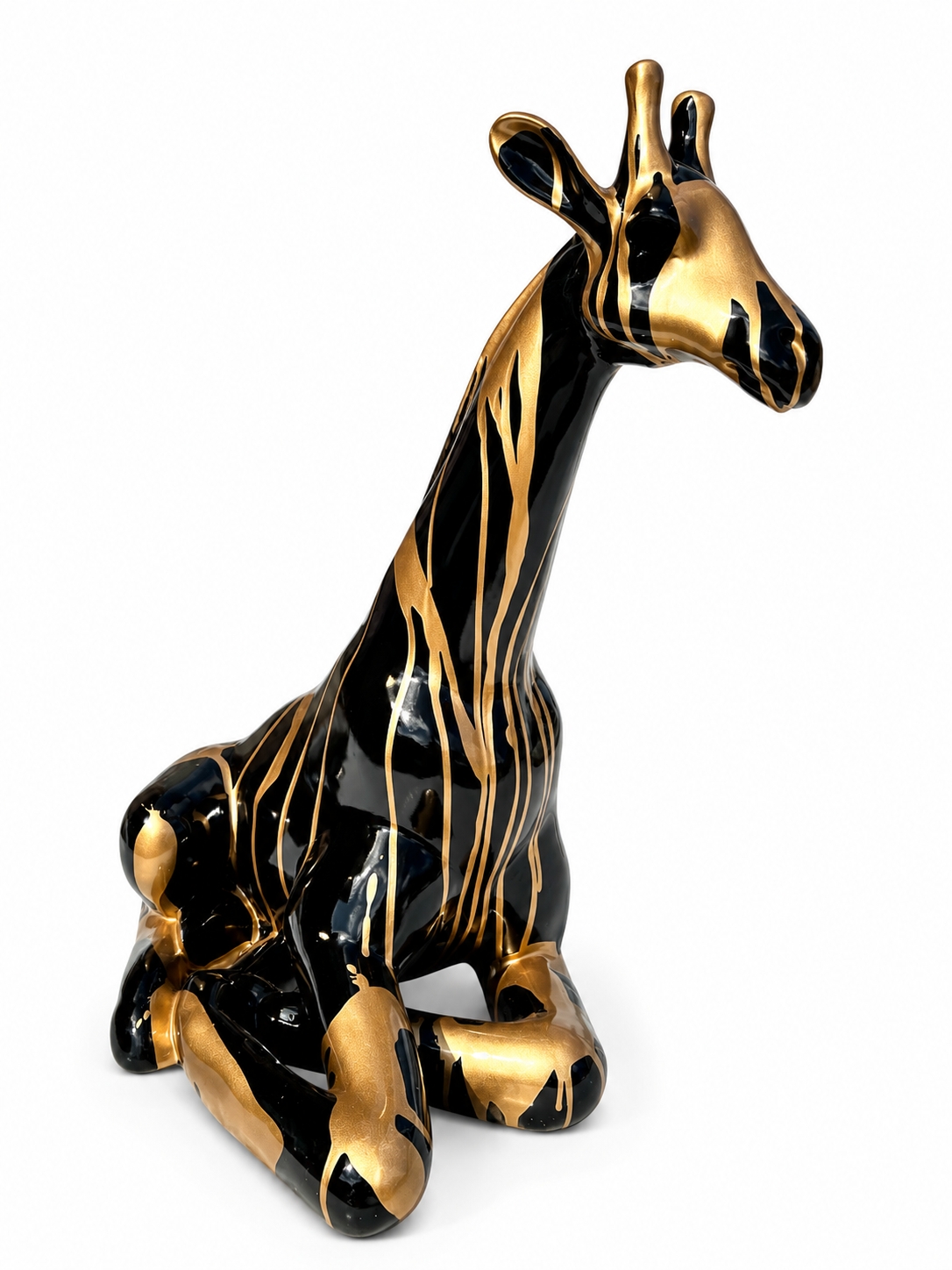 GIRAFE ASSISE EN RESINE 60 CM TRASH