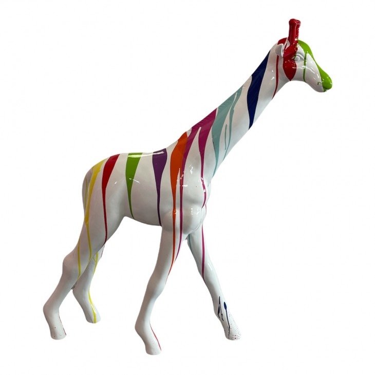 GIRAFE EN RESINE 100 CM TRASH BLANC