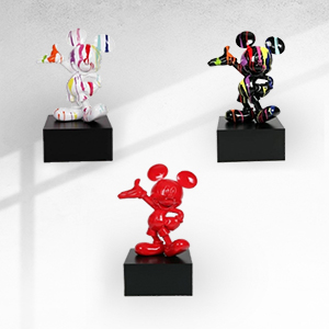 Grande Statue Mickey Mouse En Résine Argentée – 80 Cm – Déco Intérieure